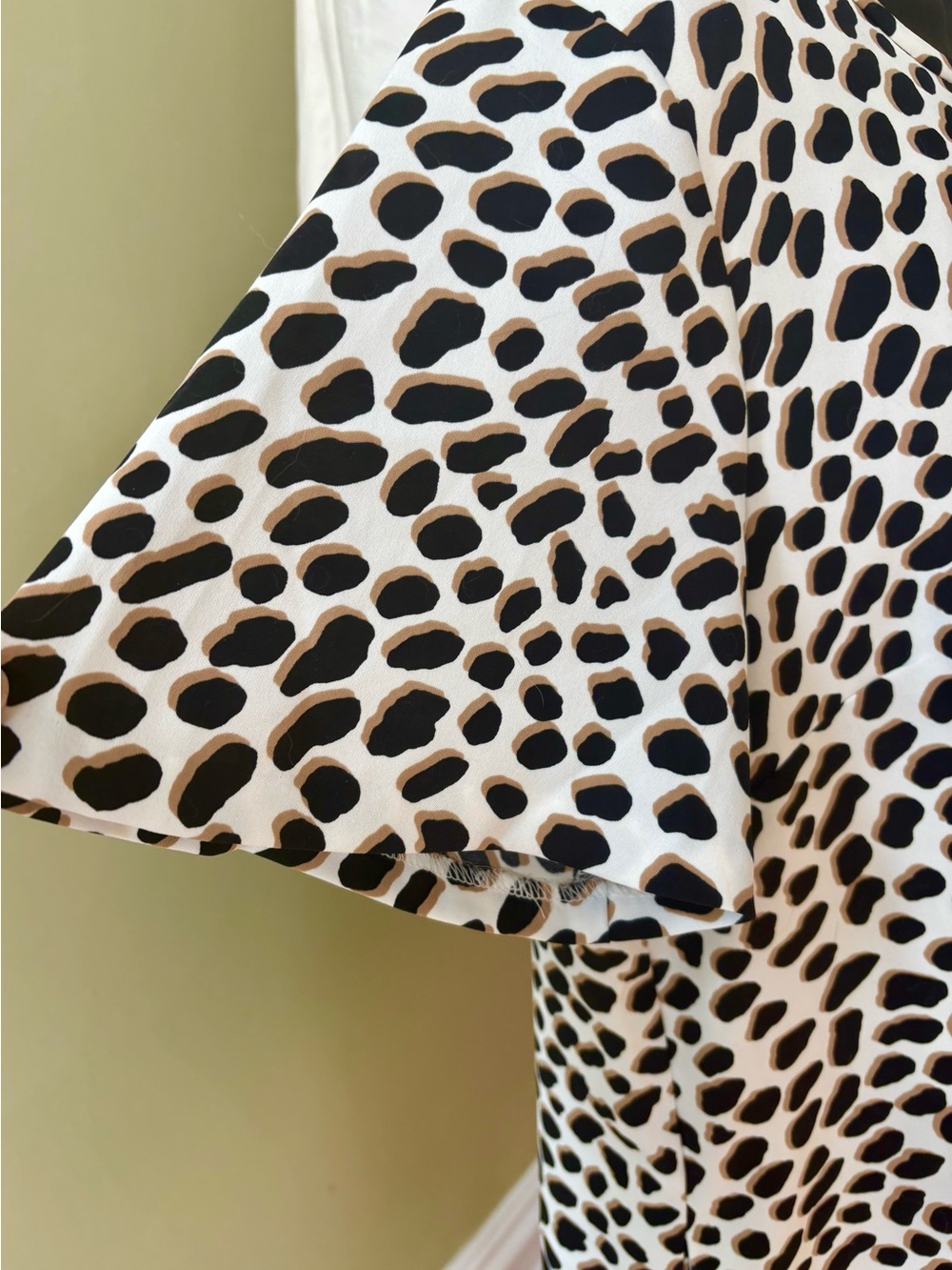 Ann Taylor Beige Black Dress lined wedding Animal print Lux Sz 12p Mobwife - Picture 3 of 8